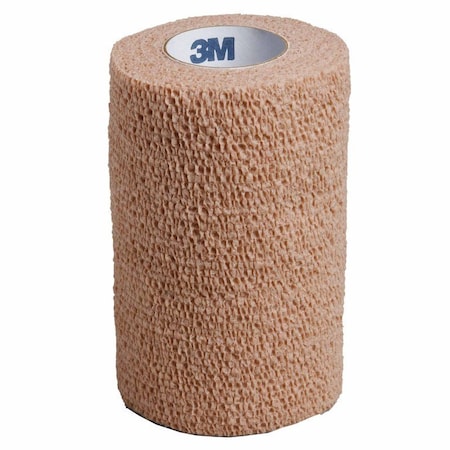 3M Coban Cohesive Bandage, 4 In.x5 Yard, Self-Adherent Closure, Tan, NonSterile, Standard Compression, 18PK 1584